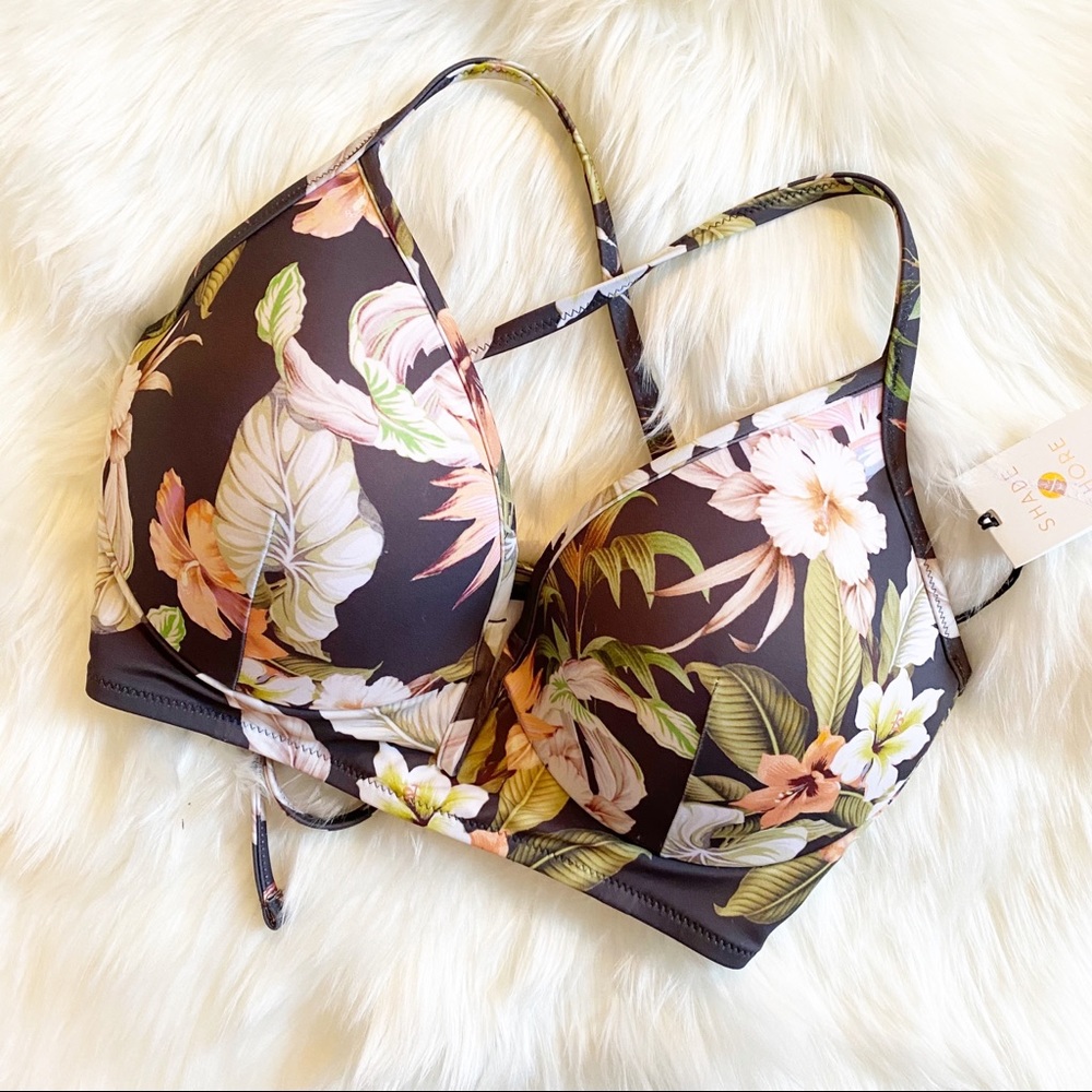 SHADE & SHORE LIGHTLY LINED BIKINI TOP CROSS BACK